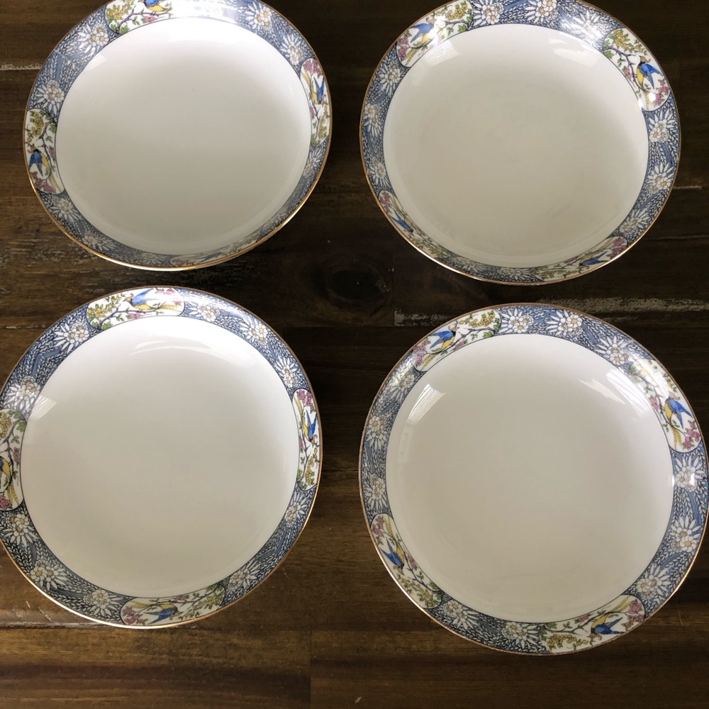 Classic White and Blue Floral Dinnerware Set ( 4 Bowls )